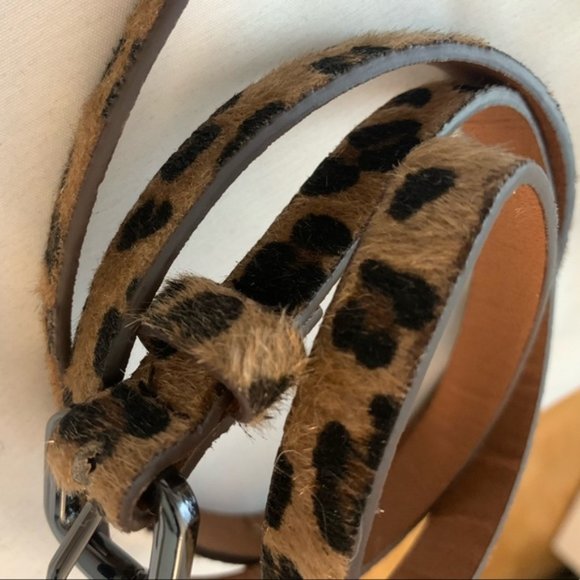 Leopard Print Brown Skinny Belt